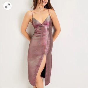 NWT Lulu's Shimmering Pink Midi Dress
